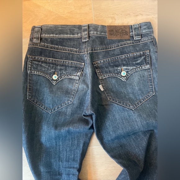Vintage worn 90s Valentino RED Straight Leg Blue Jeans Size 30x30 Made in Italy - Picture 4 of 7
